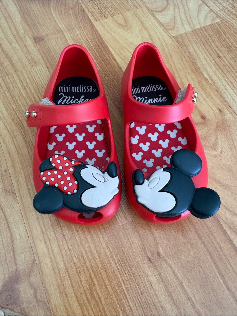 Mini Melissa Red Minnie & Mickey Jelly Mary Jane Sandals